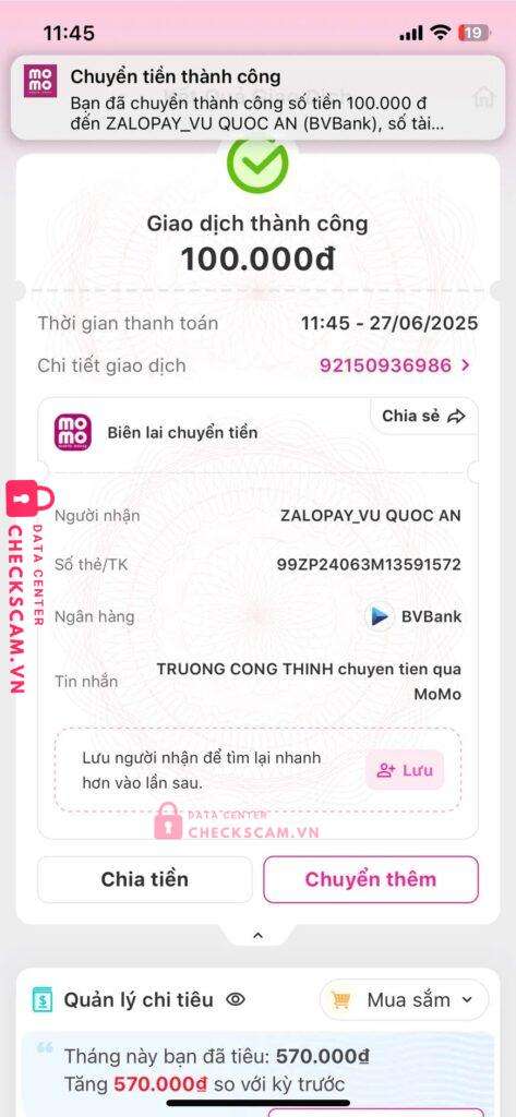 0366381161 VU QUOC AN MB bị cảnh báo lừa đảo scam