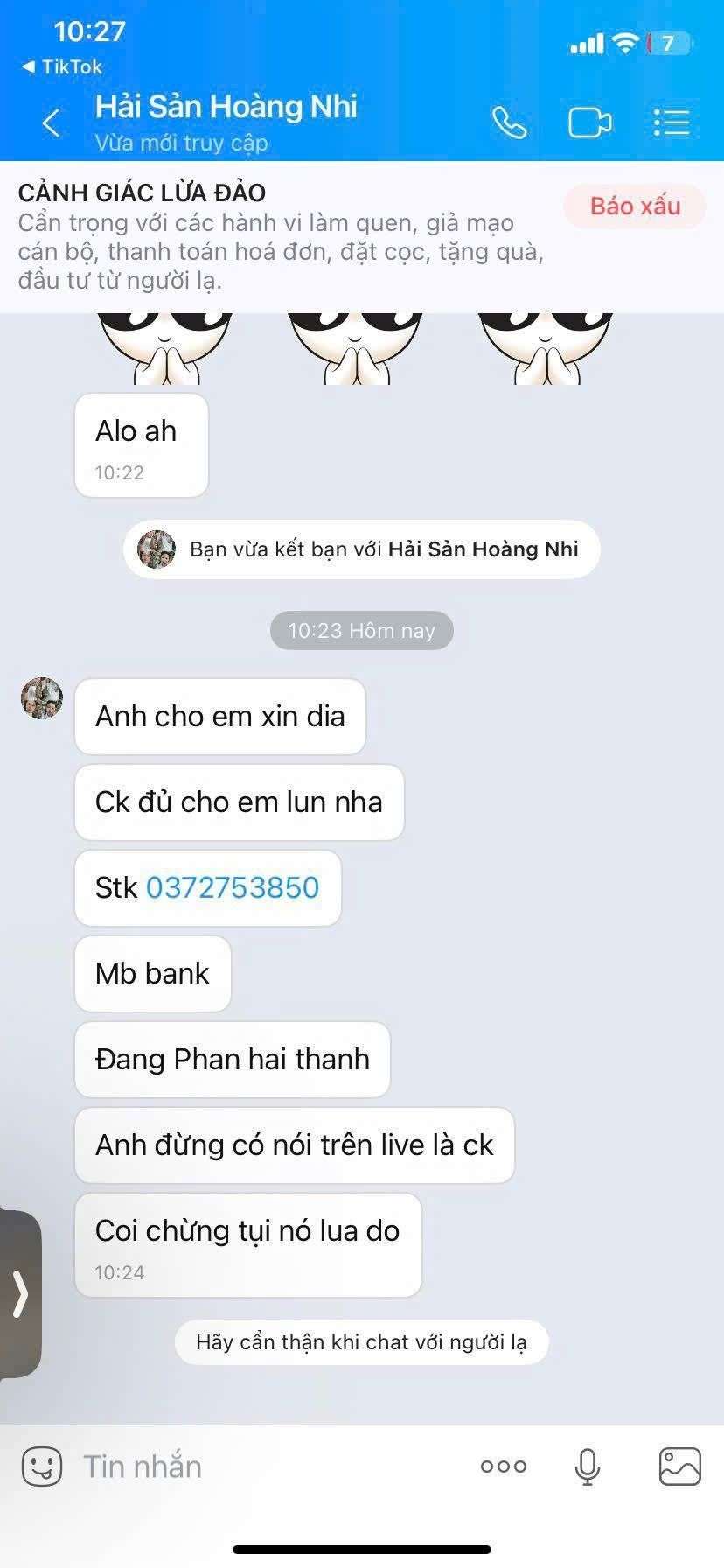 0372753850 Dang Phan Hai Thanh MB bị cảnh báo lừa đảo scam