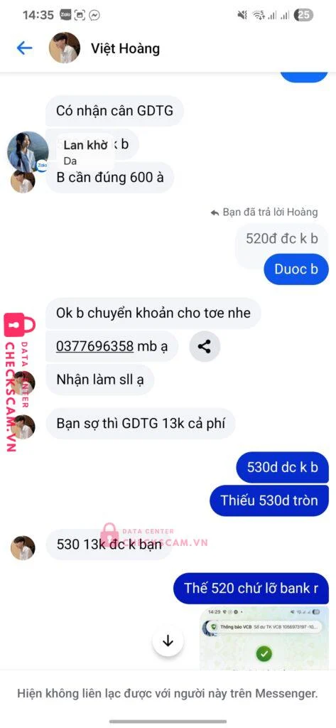 0377696358 DANG TIEN LONG MB bị cảnh báo lừa đảo scam
