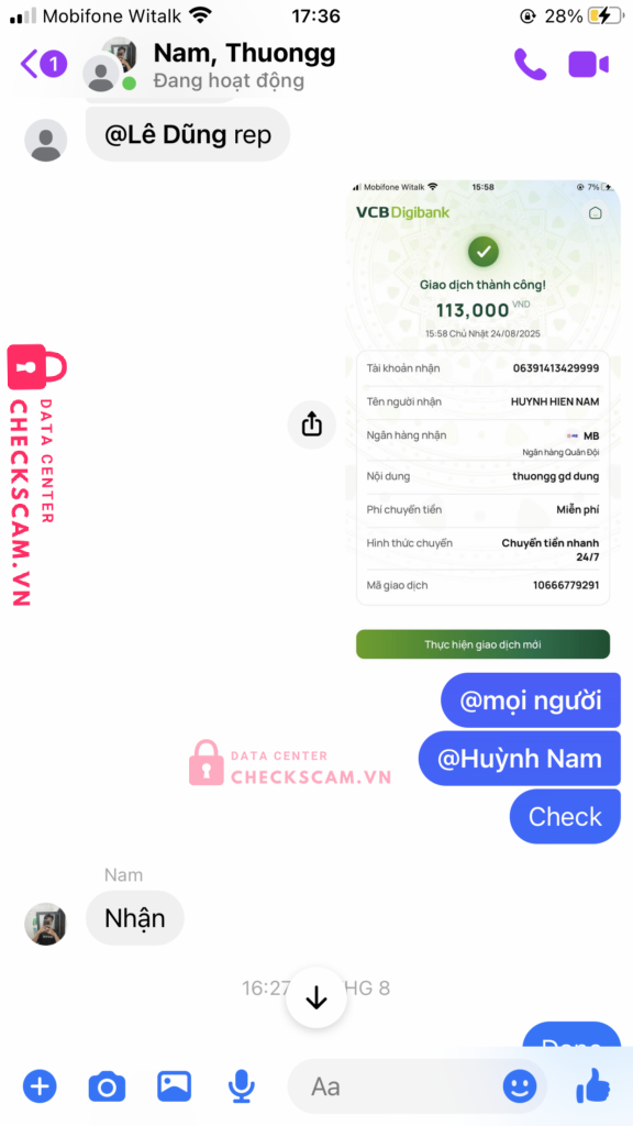 0377985715 Le Dinh Thuong MB bị cảnh báo lừa đảo scam