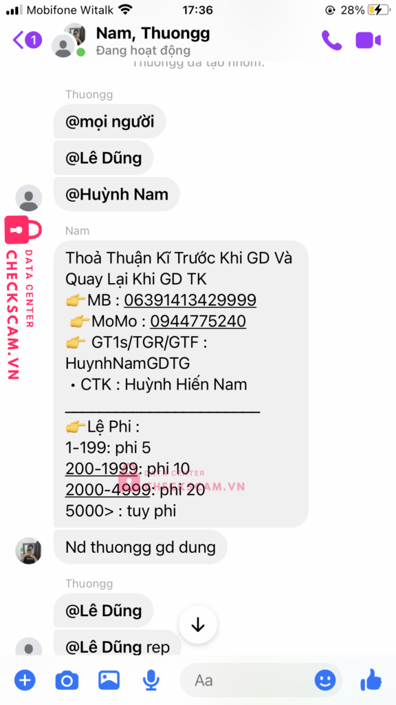 0377985715 Le Dinh Thuong MB bị cảnh báo lừa đảo scam