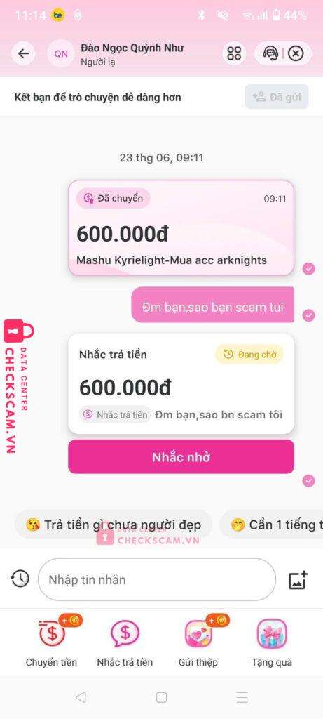 0378190095 DAO NGOC QUYNH NHU Momo bị cảnh báo lừa đảo scam
