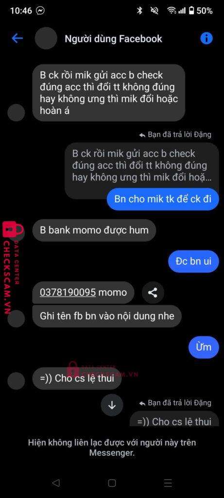 0378190095 DAO NGOC QUYNH NHU Momo bị cảnh báo lừa đảo scam