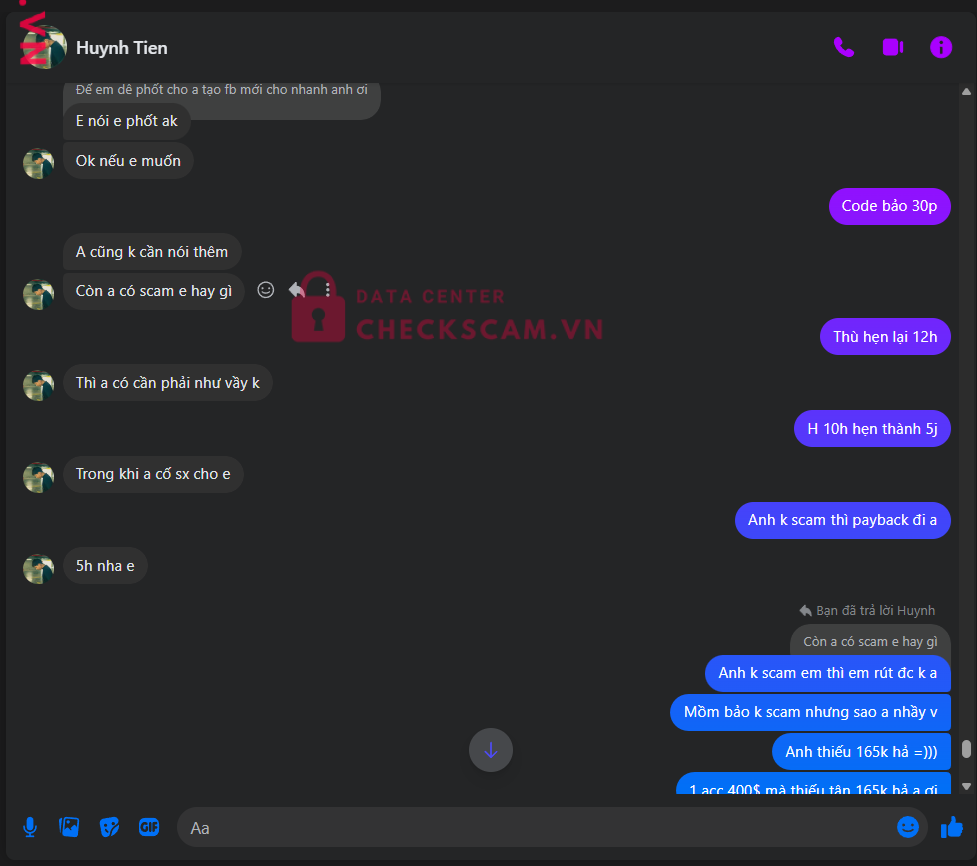 0381000571578 HUYNH TIEN VCB bị cảnh báo lừa đảo scam
