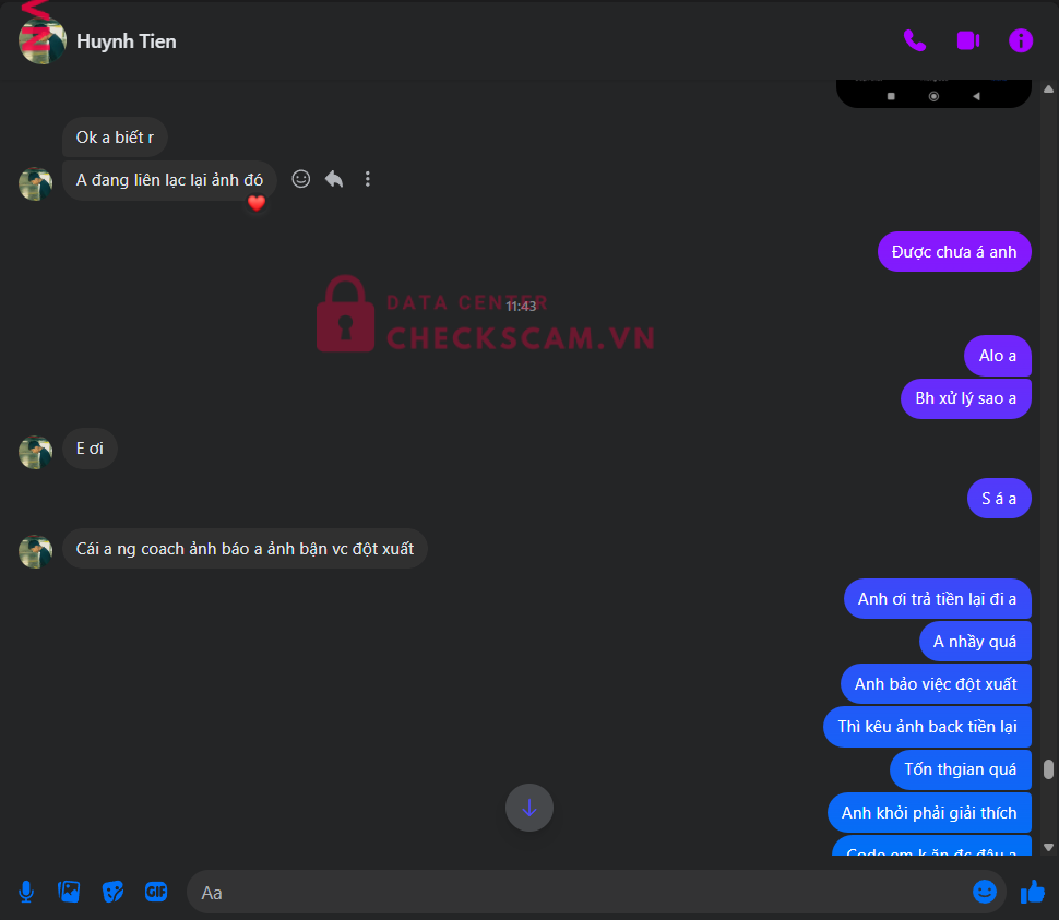 0381000571578 HUYNH TIEN VCB bị cảnh báo lừa đảo scam