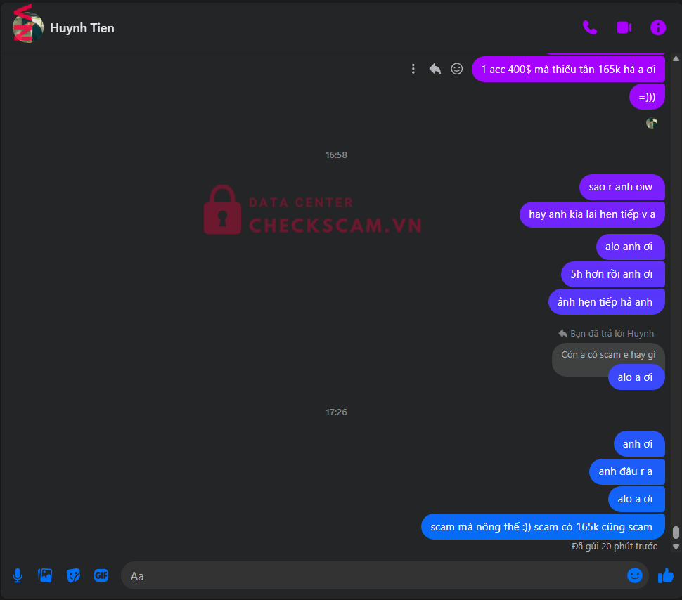 0381000571578 HUYNH TIEN VCB bị cảnh báo lừa đảo scam