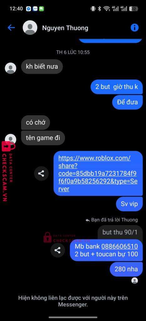 0385908423 NGUYEN VAN THUONG MB Bank bị cảnh báo lừa đảo scam
