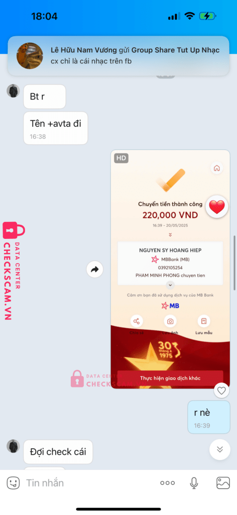 0392105254 Nguyen Sy Hoang Hiep MB bị cảnh báo lừa đảo scam