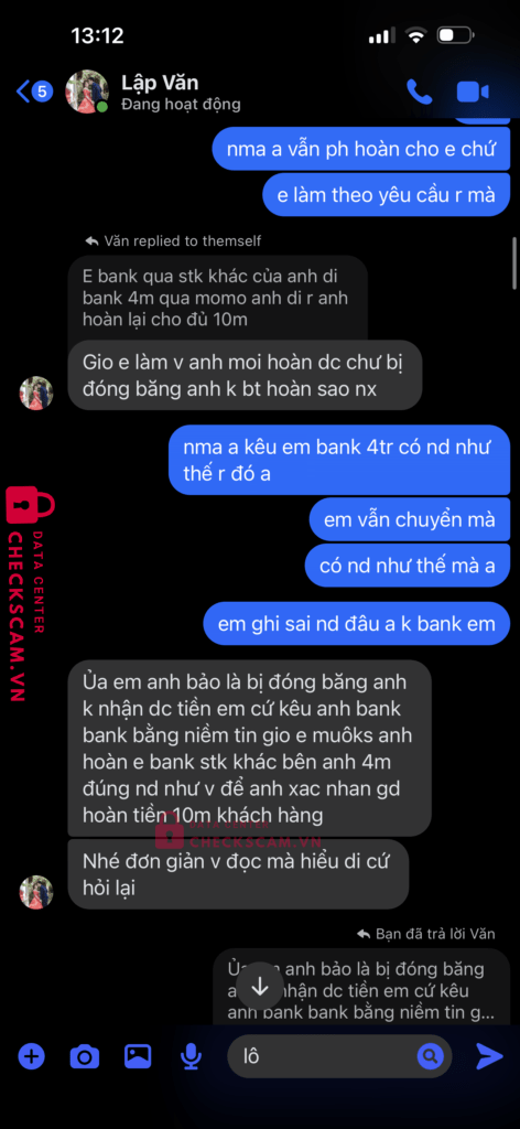 0397174970 DUONG VAN LAP MB bị cảnh báo lừa đảo scam