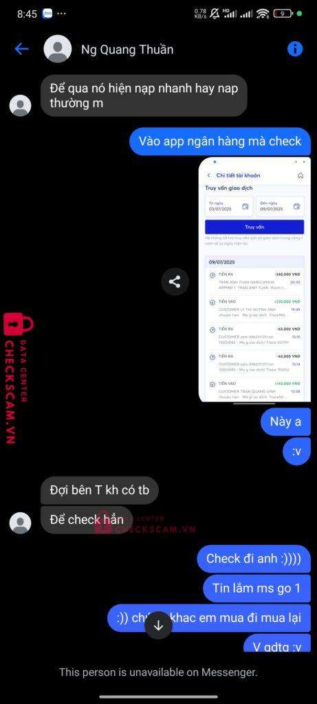 0397600290 NGUYEN QUANG THUAN MB bị cảnh báo lừa đảo scam