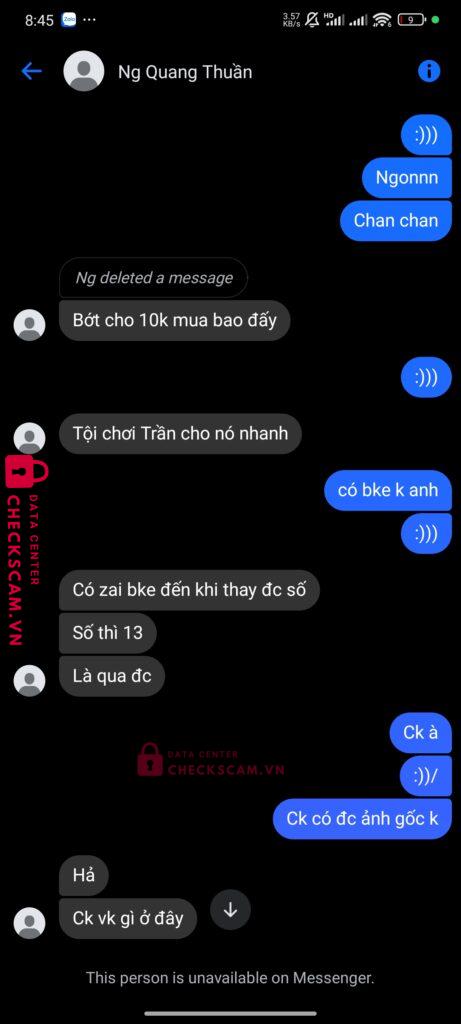 0397600290 NGUYEN QUANG THUAN MB bị cảnh báo lừa đảo scam