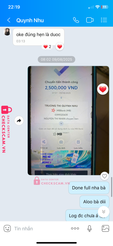 0399320435 Truong Thi Quynh Nhu MB bị cảnh báo lừa đảo scam
