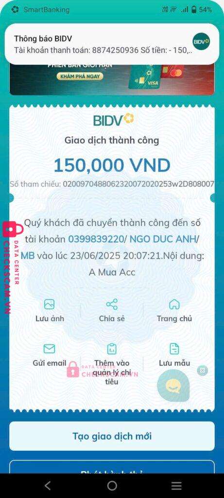 0399839220 NGO DUC ANH MB bị cảnh báo lừa đảo scam