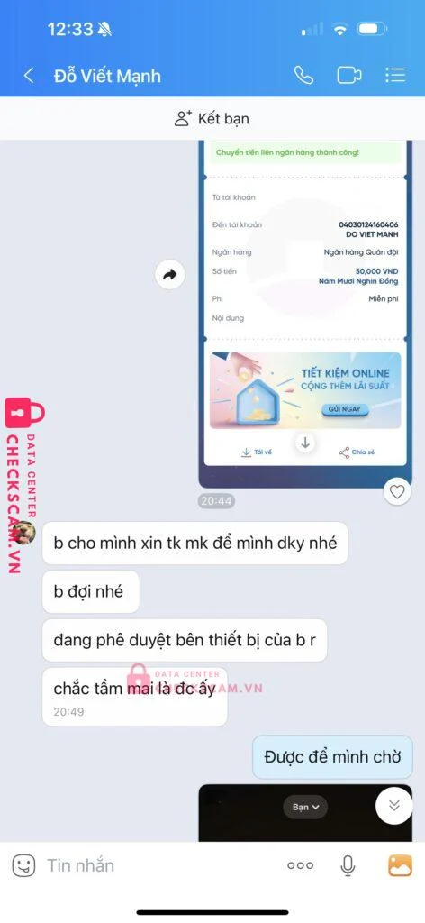 04030124160406 DO VIET MANH MB bị cảnh báo lừa đảo scam