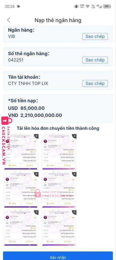 042251 Top Lix VIB bị cảnh báo lừa đảo scam