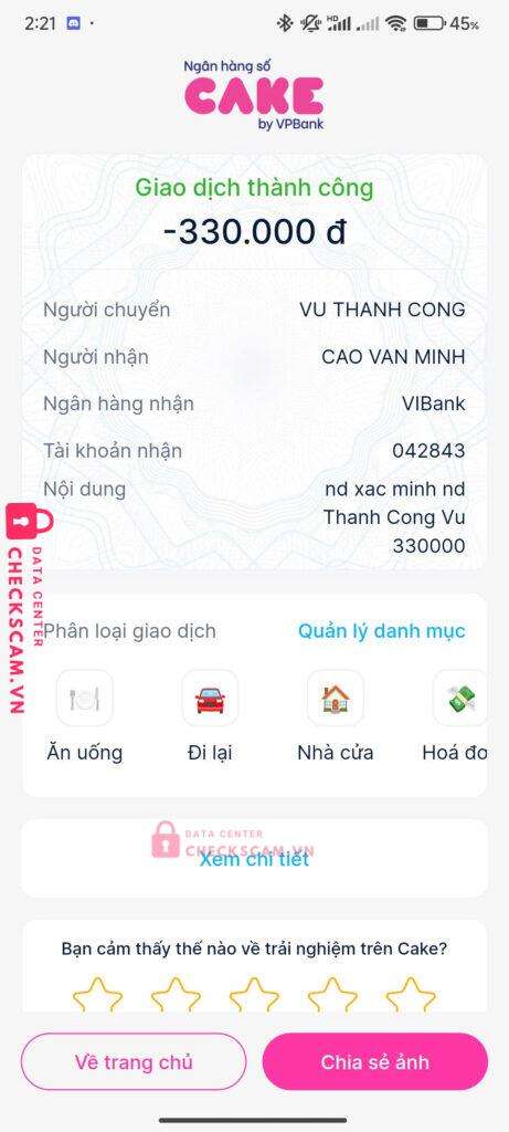 042843 CAO VAN MINH VIB bị cảnh báo lừa đảo scam
