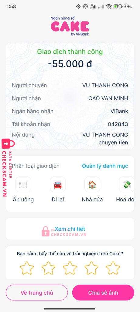 042843 CAO VAN MINH VIB bị cảnh báo lừa đảo scam