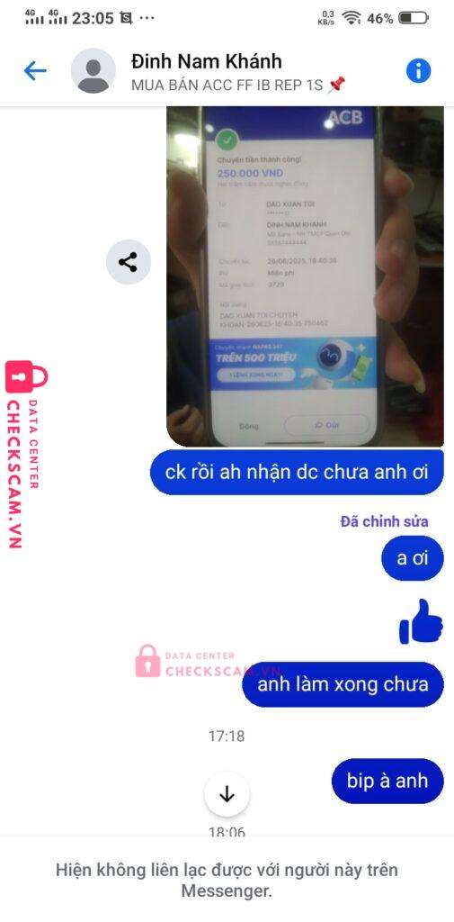 04567444444 DINH NAM KHANH MB bị cảnh báo lừa đảo scam