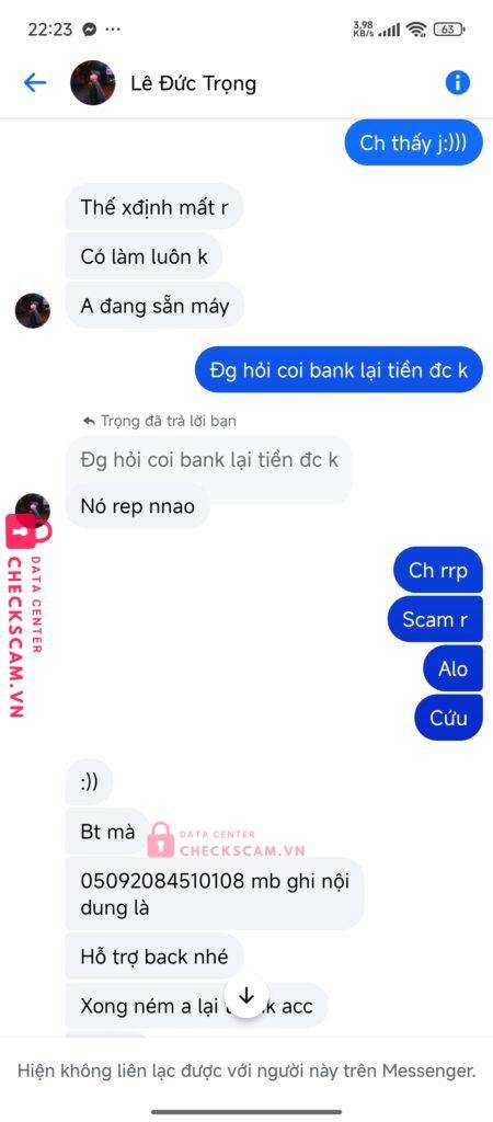 05092084510108 PHAM MINH DUC MB bị cảnh báo lừa đảo scam