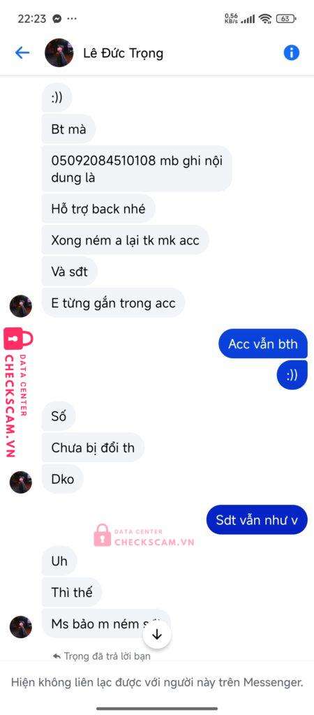 05092084510108 PHAM MINH DUC MB bị cảnh báo lừa đảo scam