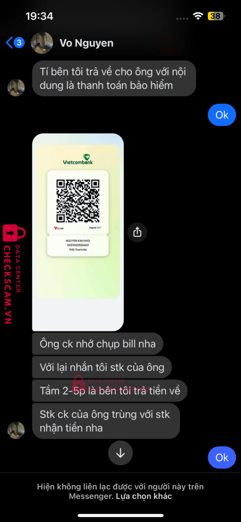05131002552463 NGUYEN KIM KHOI VCB bị cảnh báo lừa đảo scam