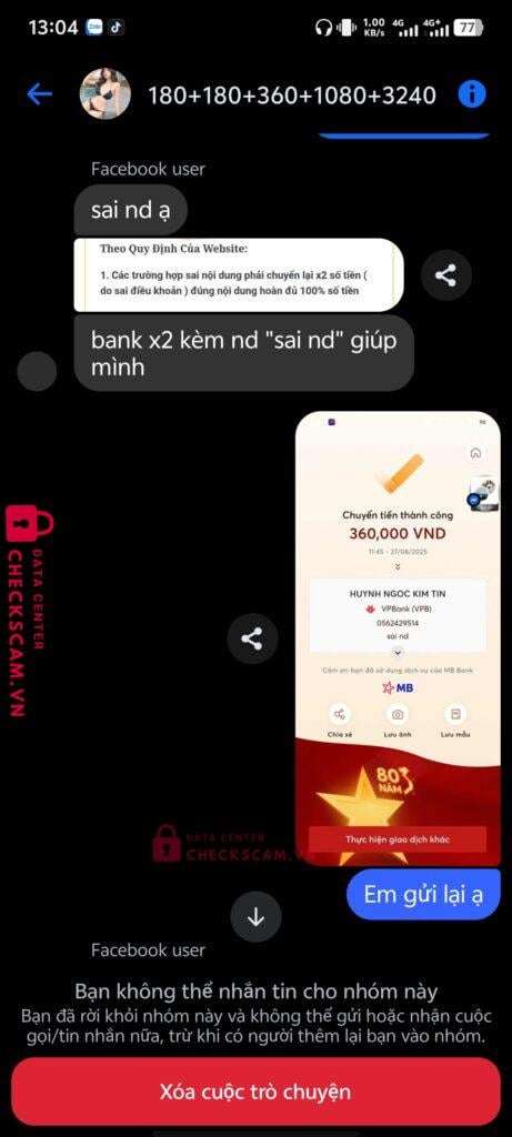 0562429514 Huynh Ngoc Kim Tin VP BANK bị cảnh báo lừa đảo scam