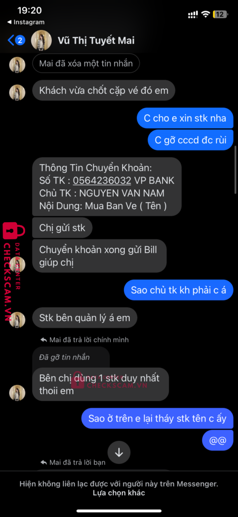 0564236032 NGUYEN VAN NAM VP BANK bị cảnh báo lừa đảo scam