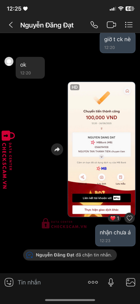 0566194108 Nguyen Dang Dat MB bị cảnh báo lừa đảo scam