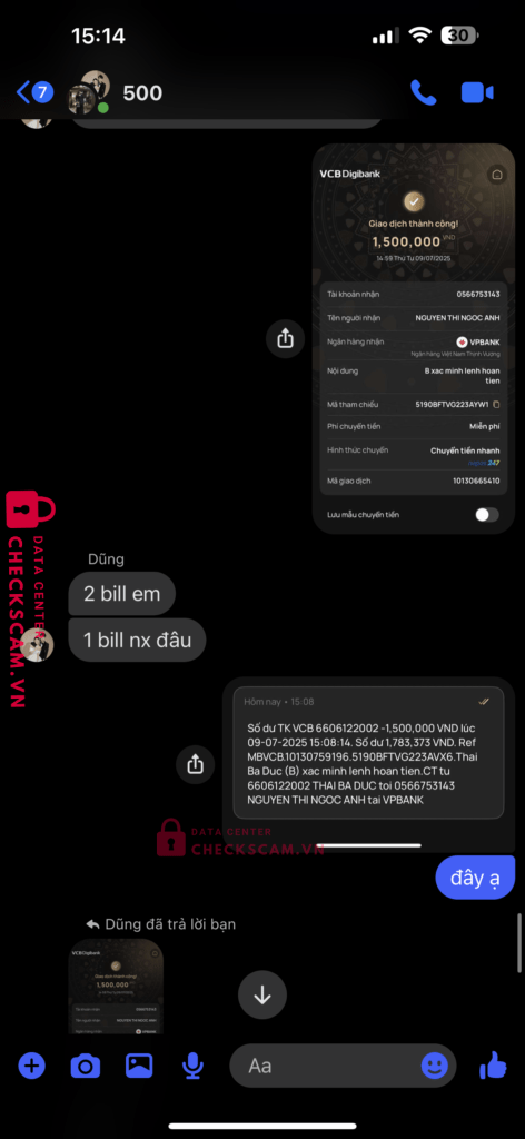 0566753143 NGUYEN THI NGOC ANH VP BANK bị cảnh báo lừa đảo scam