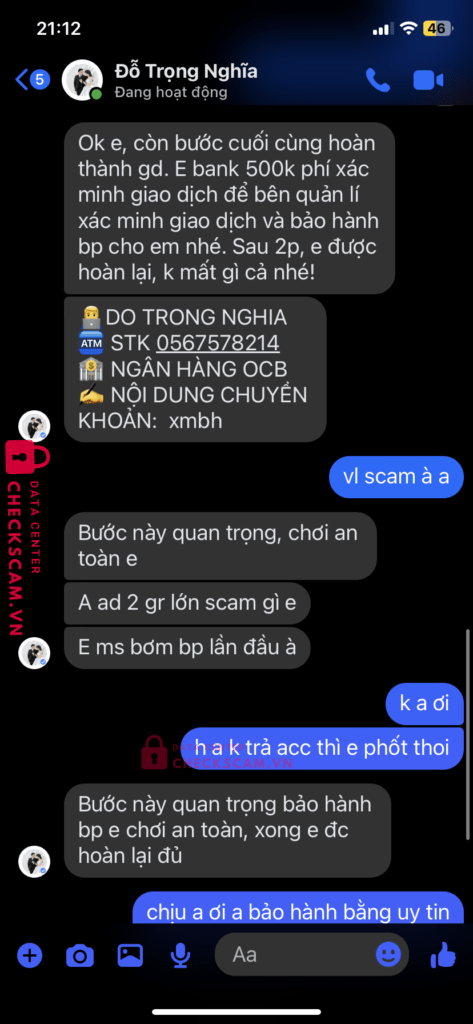 0567578214 DO TRONG NGHIA ocb bị cảnh báo lừa đảo scam