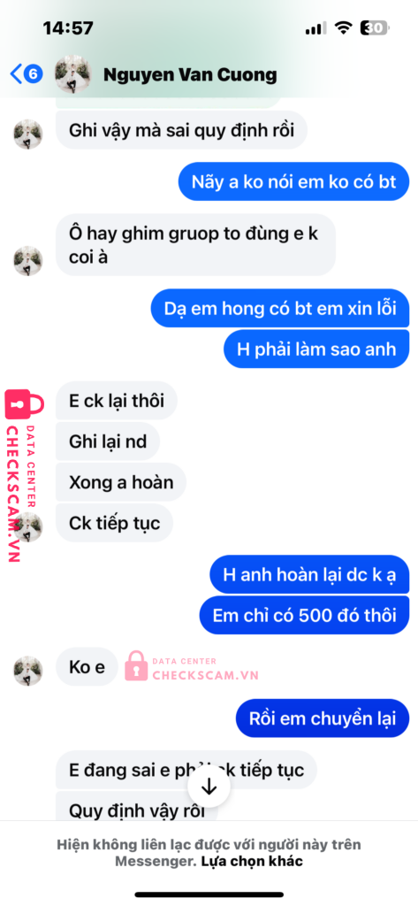 0568587175 NGUYEN VAN CUONG VP BANK bị cảnh báo lừa đảo scam