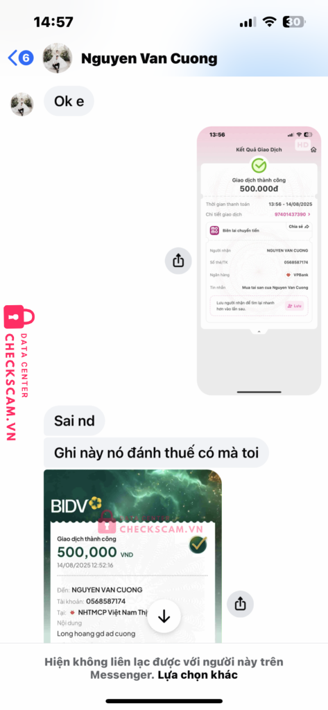 0568587175 NGUYEN VAN CUONG VP BANK bị cảnh báo lừa đảo scam