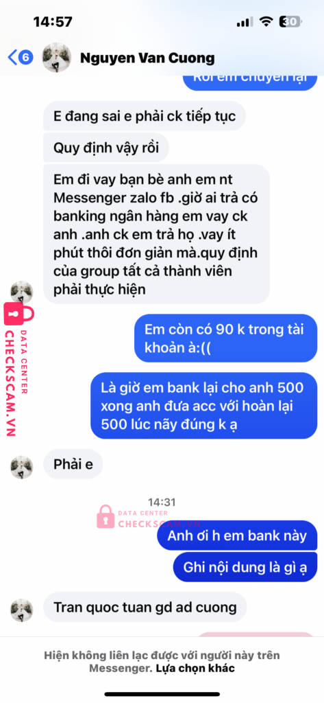 0568587175 NGUYEN VAN CUONG VP BANK bị cảnh báo lừa đảo scam