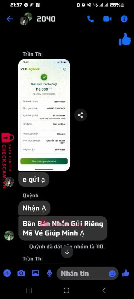 0568657699 HOANG THI KHOA VP BANK bị cảnh báo lừa đảo scam