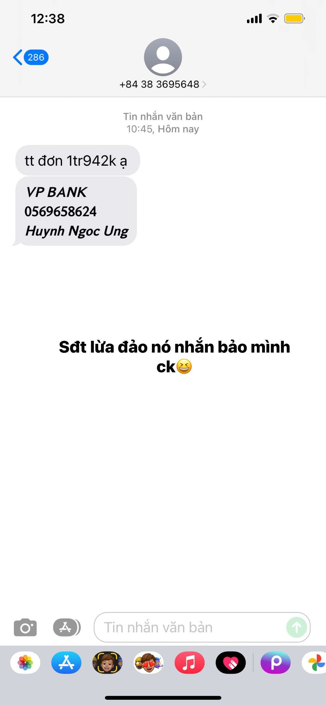 0569658624 Huynh Ngoc Ung VP BANK bị cảnh báo lừa đảo scam