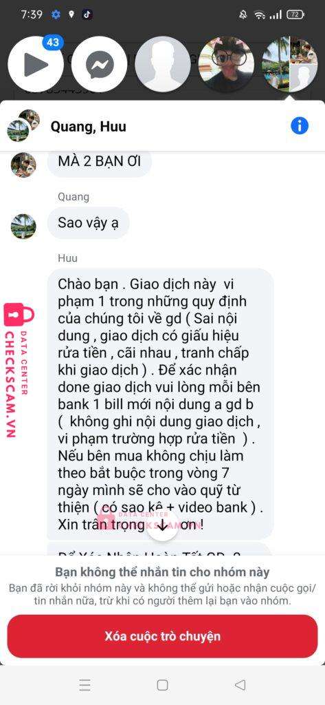 05783445901 Le Huu Tu TP BANK bị cảnh báo lừa đảo scam