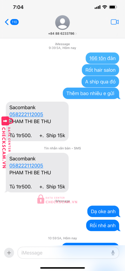 058222112005 PHAM THI BE THU Sacombank bị cảnh báo lừa đảo scam