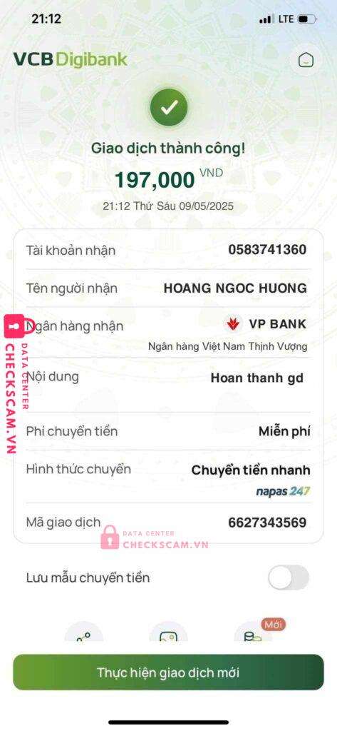 0583741360 Hoang Ngoc Huong VP BANK bị cảnh báo lừa đảo scam