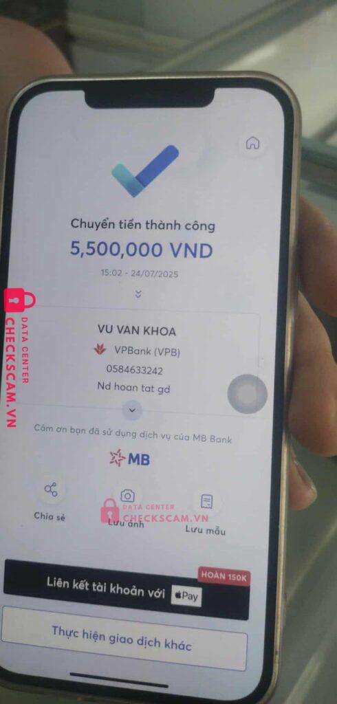 0584633242 VU VAN KHOA VP Bank bị cảnh báo lừa đảo scam