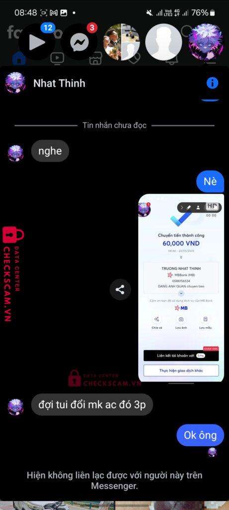 0586156534 Truong Nhat Thinh MB bị cảnh báo lừa đảo scam