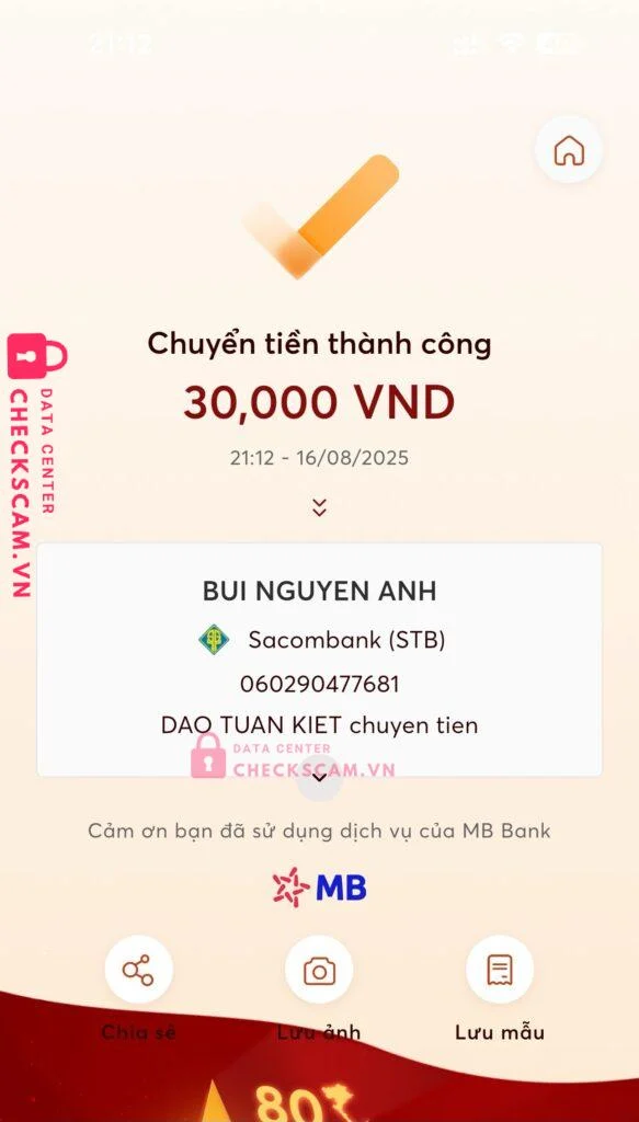 060290477681 BUI NGUYEN ANH Sacombank bị cảnh báo lừa đảo scam