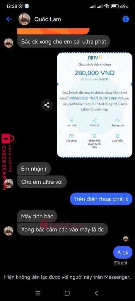 060427803 Tran Quoc Lam VIB bị cảnh báo lừa đảo scam