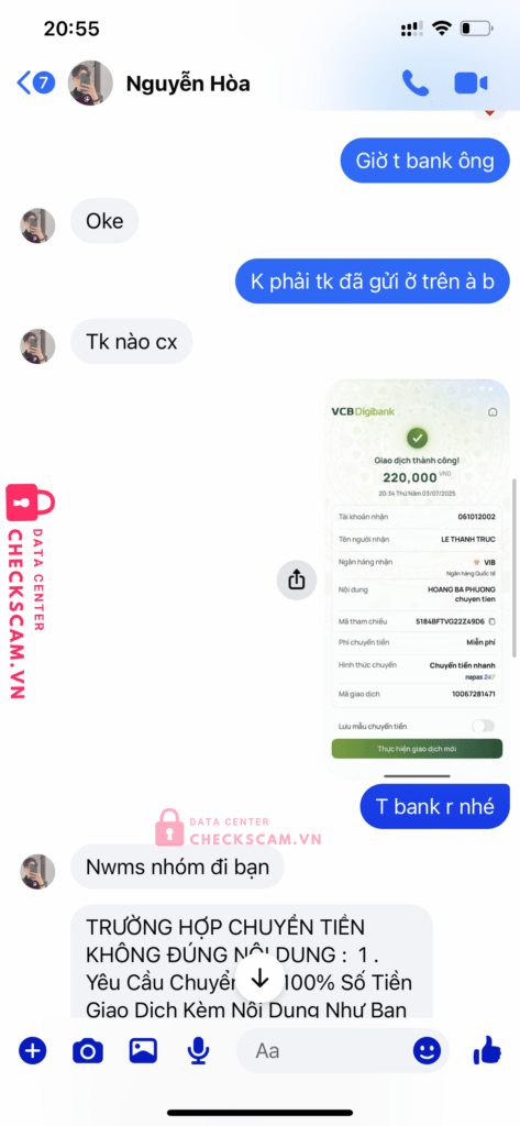 061012001 LE THANH TRUC VIB bị cảnh báo lừa đảo scam