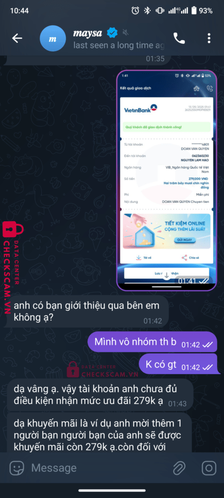 062360230 Nguyen Lam Hao VIB bị cảnh báo lừa đảo scam