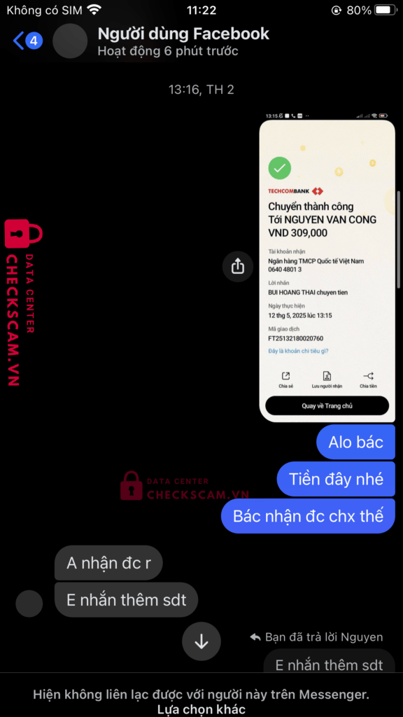 064048013 NGUYEN VAN CONG VIB bị cảnh báo lừa đảo scam