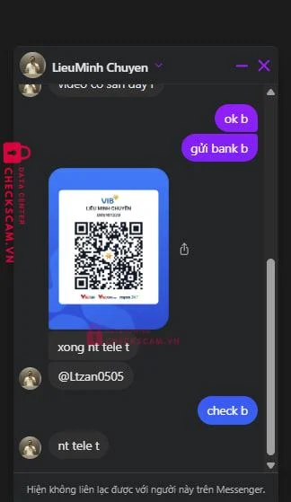 065161329 LIEU MINH CHUYEN VIB bị cảnh báo lừa đảo scam