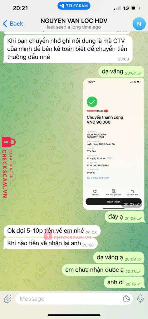 0688615112004 Bach Ngoc Binh MB bị cảnh báo lừa đảo scam