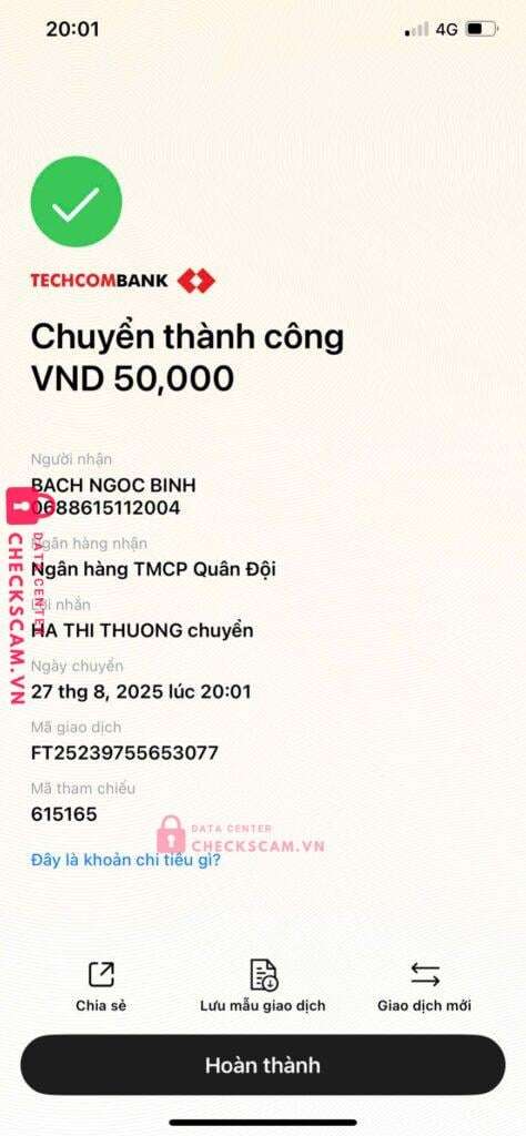 0688615112004 Bach Ngoc Binh MB bị cảnh báo lừa đảo scam