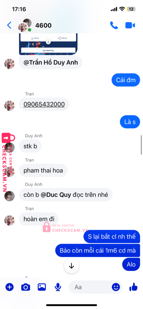 069383370 TRAN HO DUY ANH VIB bị cảnh báo lừa đảo scam