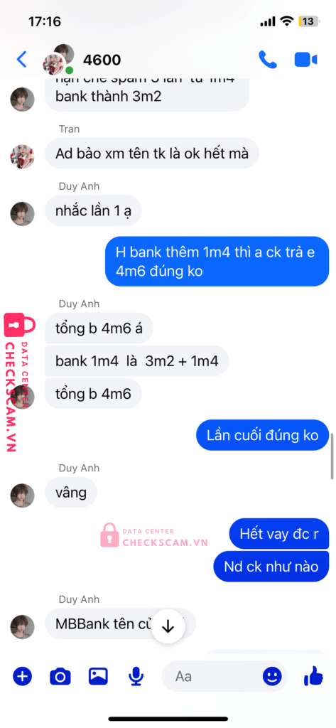 069383370 TRAN HO DUY ANH VIB bị cảnh báo lừa đảo scam